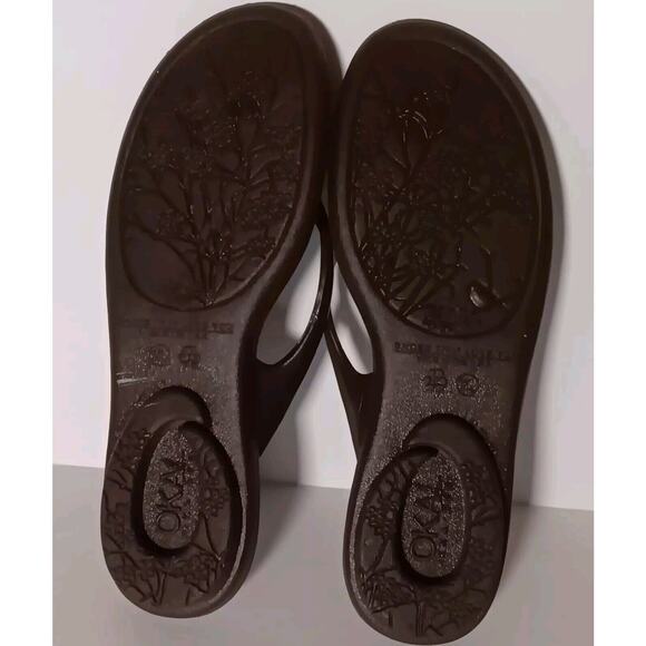 OKAb Wedge Flip Flops Okabashi Women's Sz 10 Thong Sandals Flowers Vegan Peasant - Picture 5 of 16